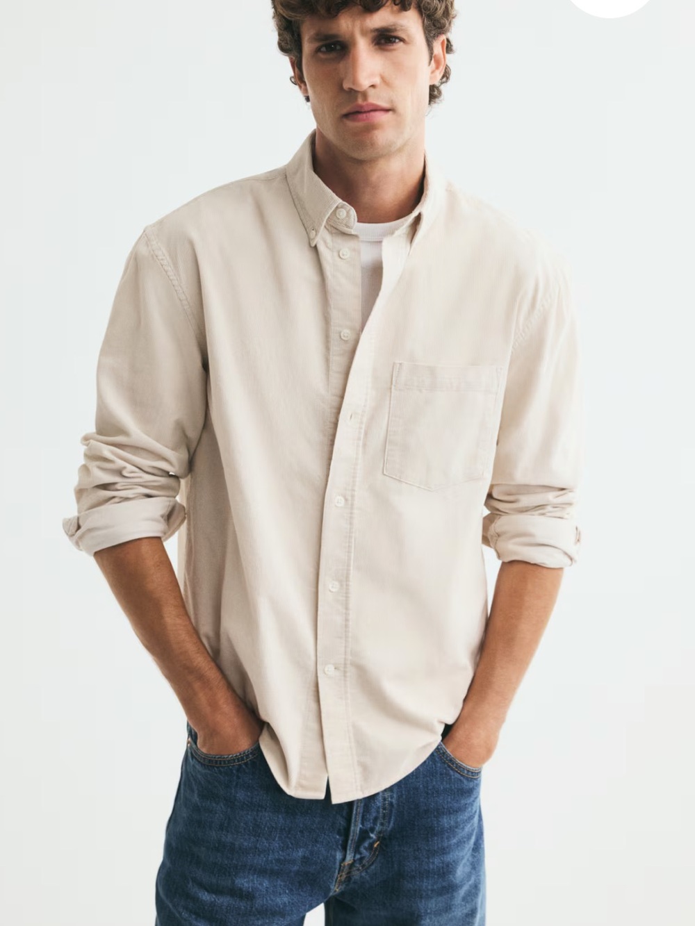 Goodfellow & Co. Men’s Off White Corduroy Button Down Pocket Shirt NWT